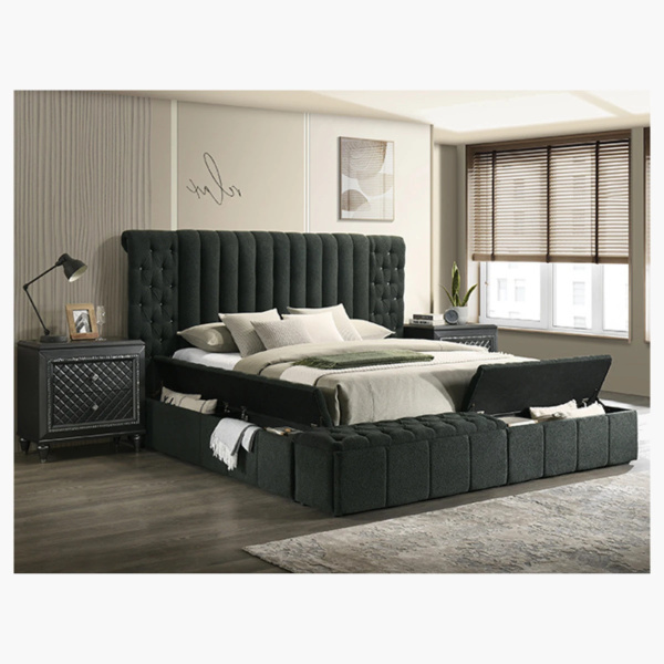 Danbury Charcoal Black Bed with Storage at Urban Decor.