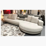 Kingdom Gray Round Chaise sofa with Armrest at Urban Decor