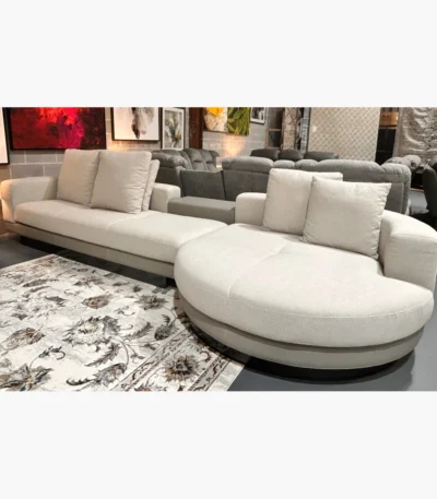 Kingdom Gray Round Chaise sofa with Armrest at Urban Decor