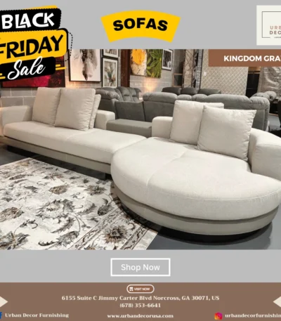 Kingdom Gray Round Chaise sofa with Armrest at Urban Decor