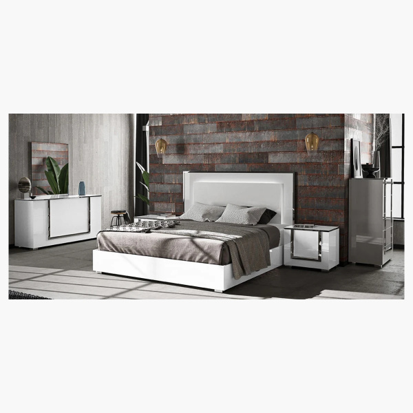 Antonella White Lacquer Bedroom Set - ANNHB-GY