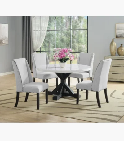 Vance Round Dining Set in Dove Gray!