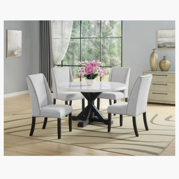 Vance Round Dining Set in Dove Gray!