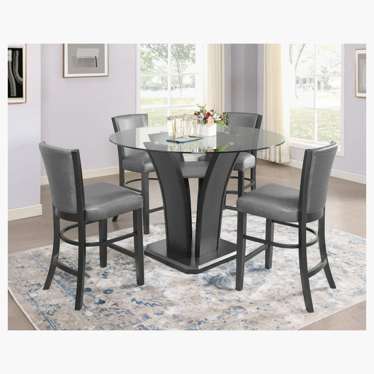 Crown Mark Camelia Counter Height Dining Set - Grey