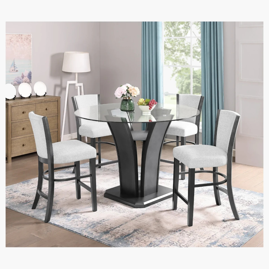 Crown Mark Camelia Counter Height Dining Set - White