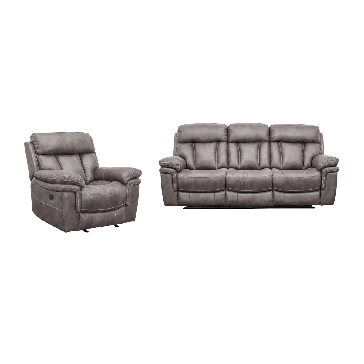 Cayman Power Reclining Gunmetal 2-Piece Sofa Set.