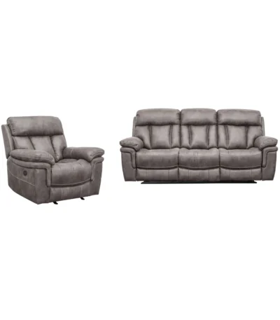 Cayman Power Reclining Gunmetal 2-Piece Sofa Set.