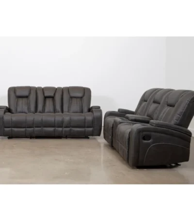 Cowboy Granite Fabric 2-Piece Power Recliner Sofa Set.