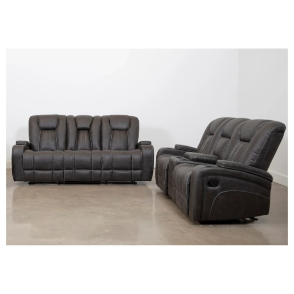 Cowboy Granite Fabric 2-Piece Power Recliner Sofa Set.