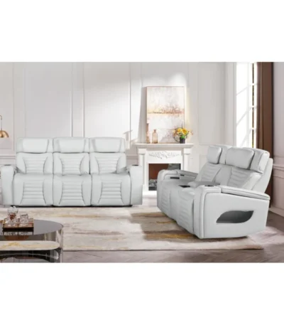 Cosmo Fog 2-Piece Power Reclining Leather Sofa Set