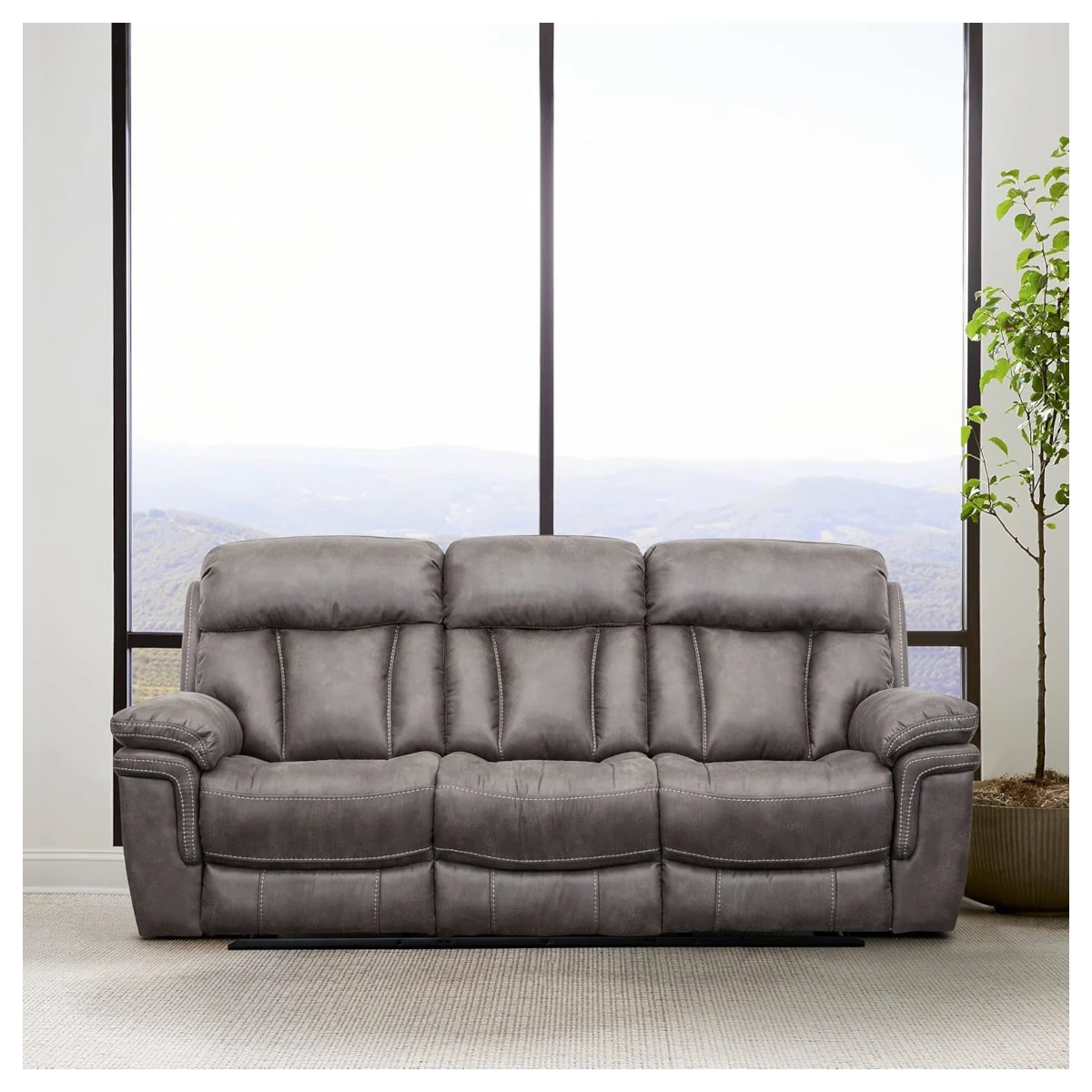 Cayman Gunmetal 3-Seater Power Recliner Sofa