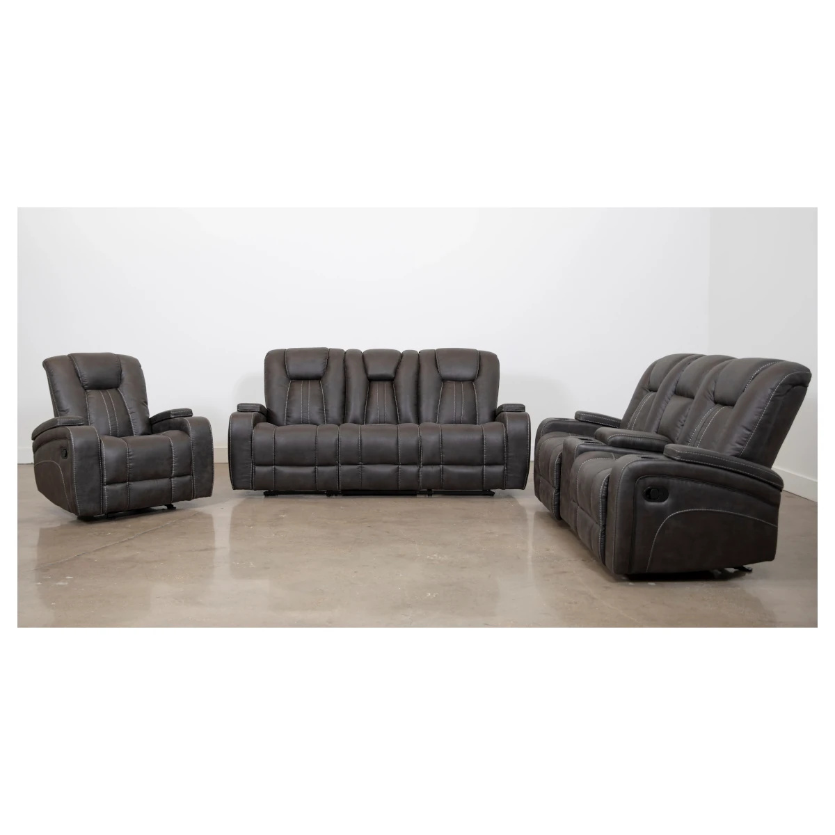 Cowboy Granite Fabric Power Recliner Sofa Set