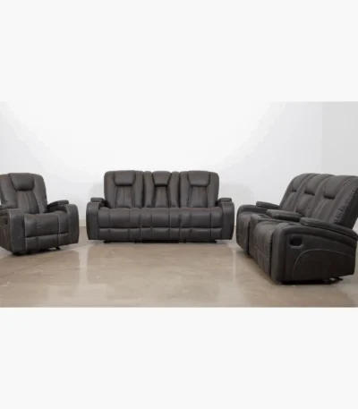 Cowboy Granite Fabric Power Recliner Sofa Set.