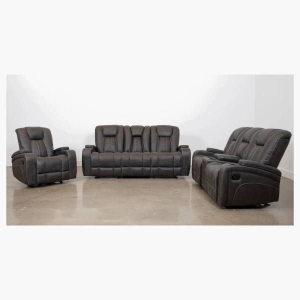 Cowboy Granite Fabric Power Recliner Sofa Set.