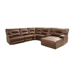 Brazil Tobacco Leather Power Reclining Sectional w/ Power Headrests