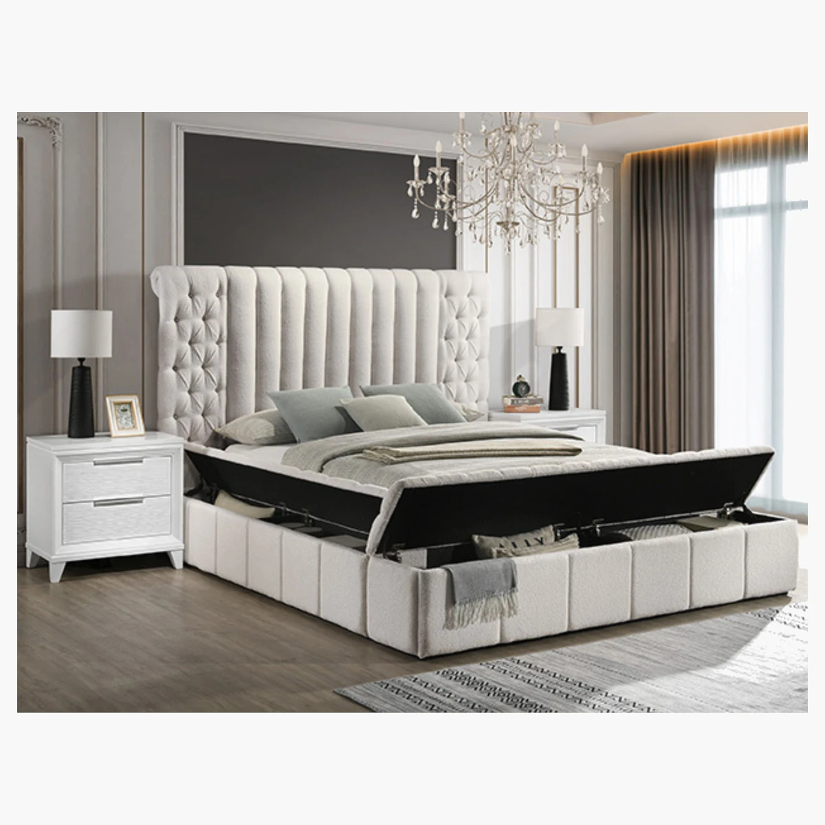 Danbury White Bed with Storage at Urban Decor.