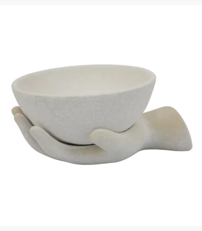 CERAMIC HAND W/BOWL - WHITE - 22005