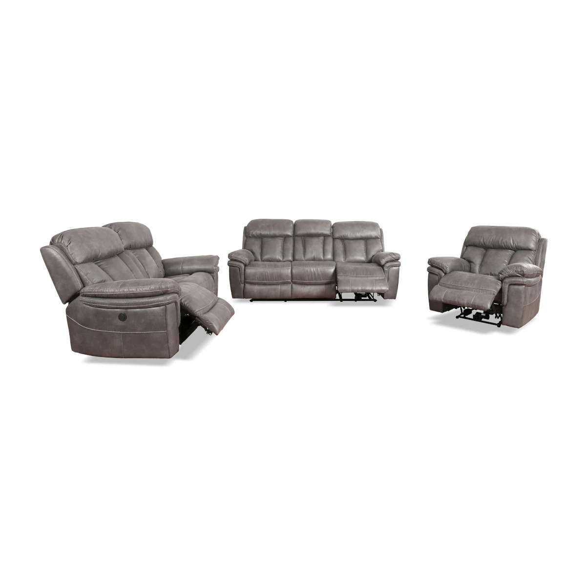 Cayman Power Reclining Gunmetal Sofa Set