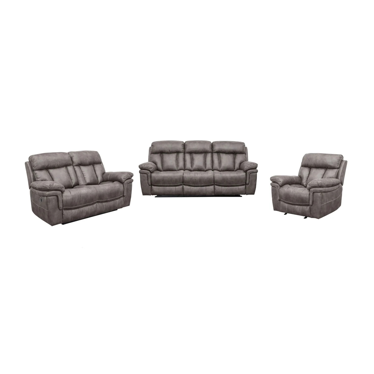 Cayman Power Reclining Gunmetal Sofa Set