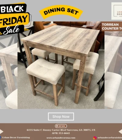 Torreon 5-Piece Beige Counter Height Dining Table Set at Urban Decor