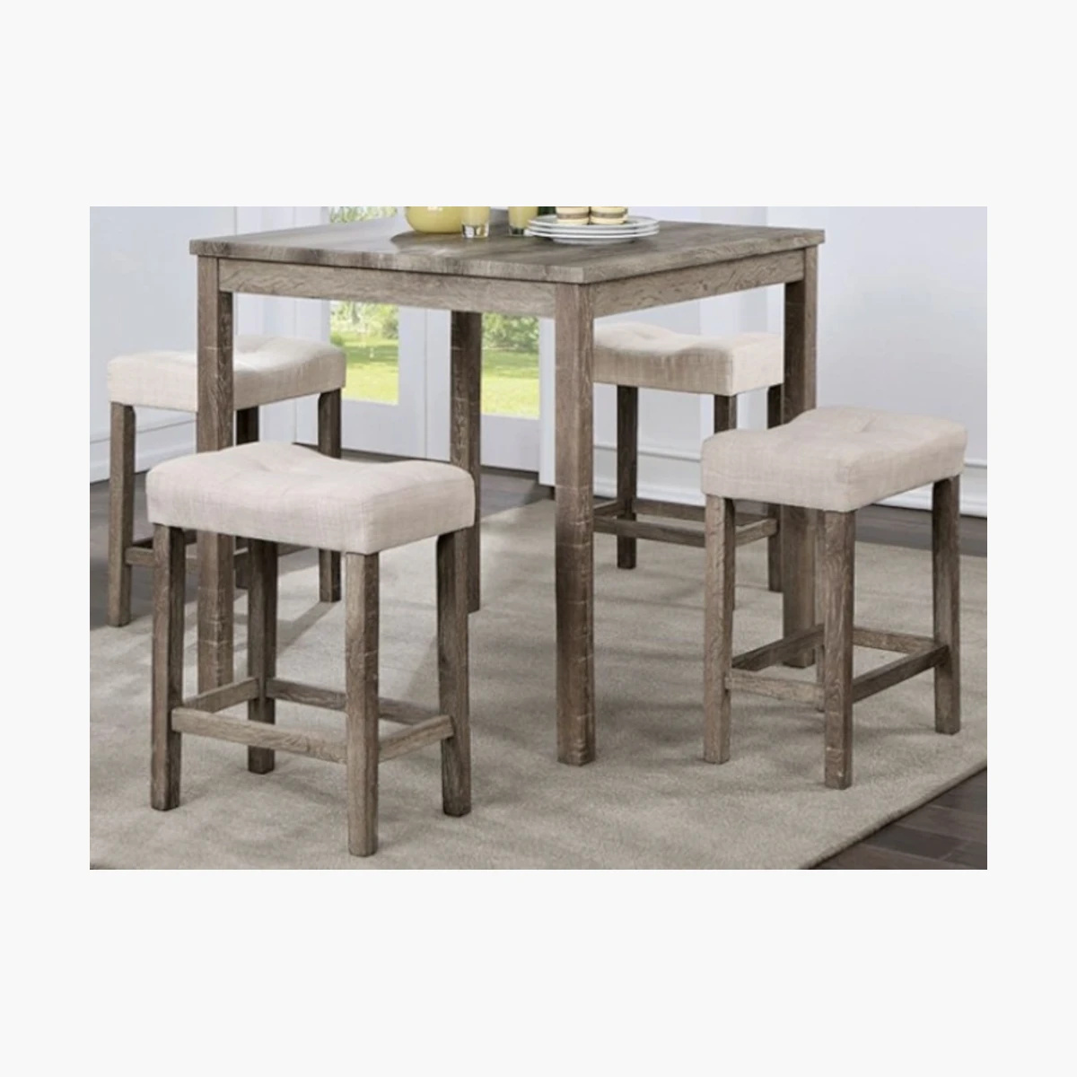 Torreon 5-Piece Beige Counter Height Dining Table Set at Urban Decor