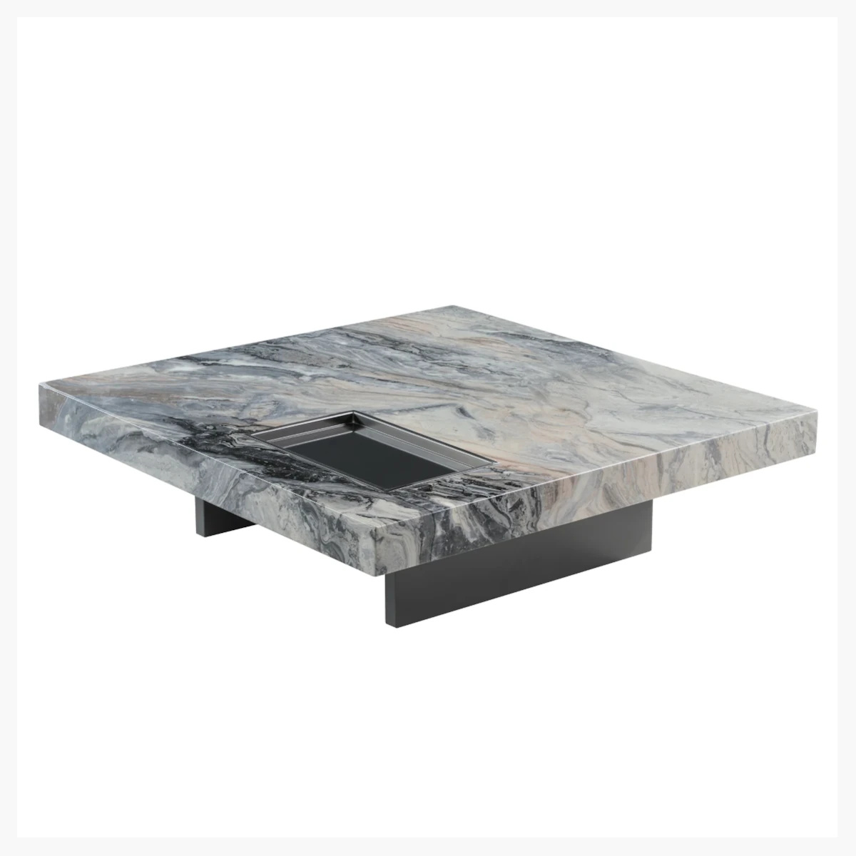 Square Marble Coffee Table with Sunken Small Desktop 39" at Urban Decor - Luxury Living.