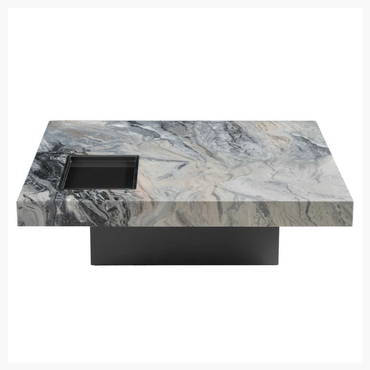 Square Marble Coffee Table with Sunken Small Desktop 39" at Urban Decor - Luxury Living.