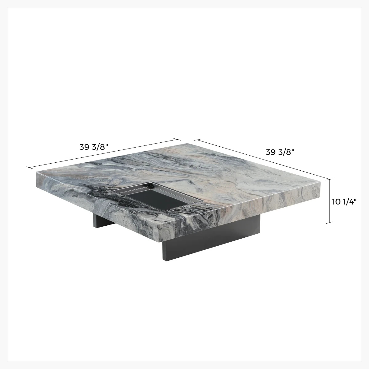 Square Marble Coffee Table with Sunken Small Desktop 39" at Urban Decor - Luxury Living.