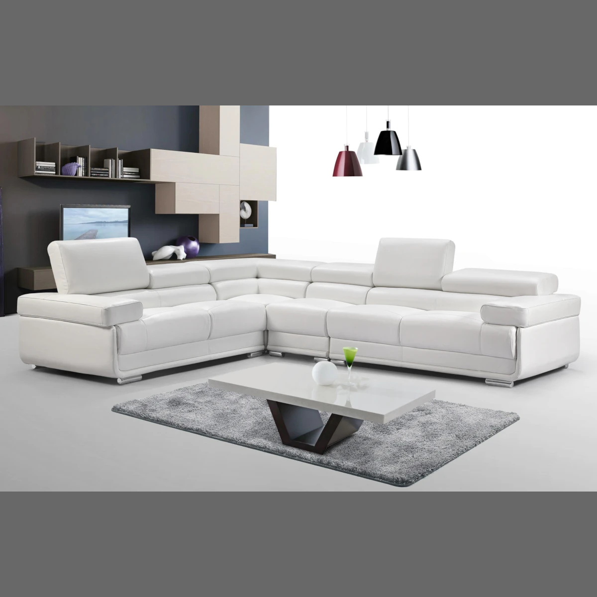 2119 leather sectional white