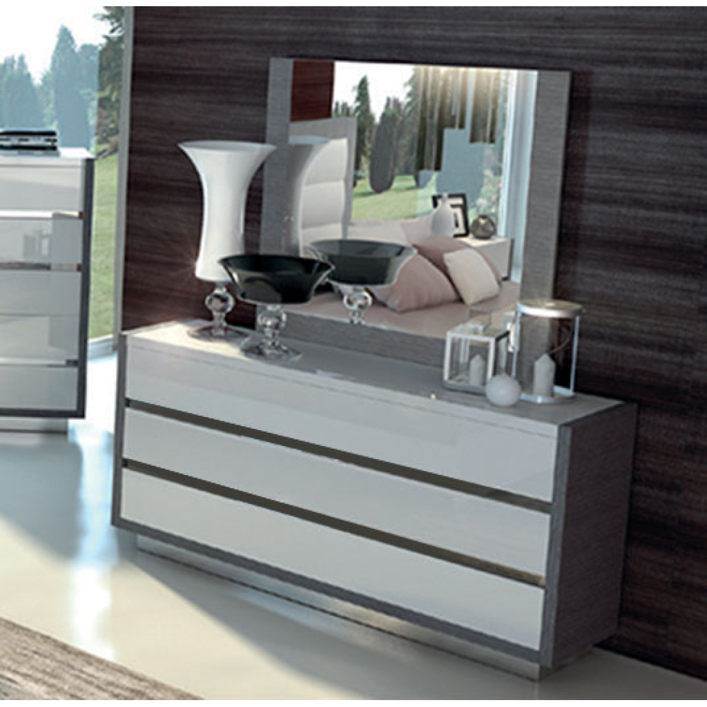 Mangano Bedroom Set - Italian Modern White Grey Queen/King Complete