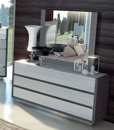 Mangano Bedroom Set - Italian Modern White Grey Queen/King Complete