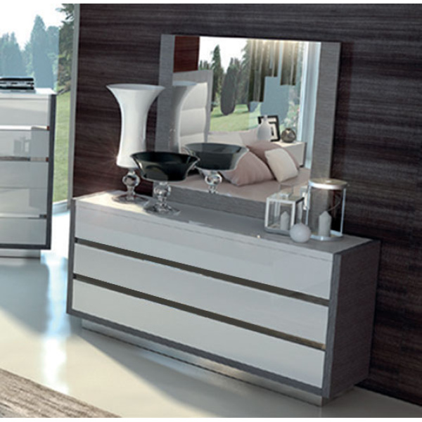 Mangano Bedroom Set - Italian Modern White Grey Queen/King Complete