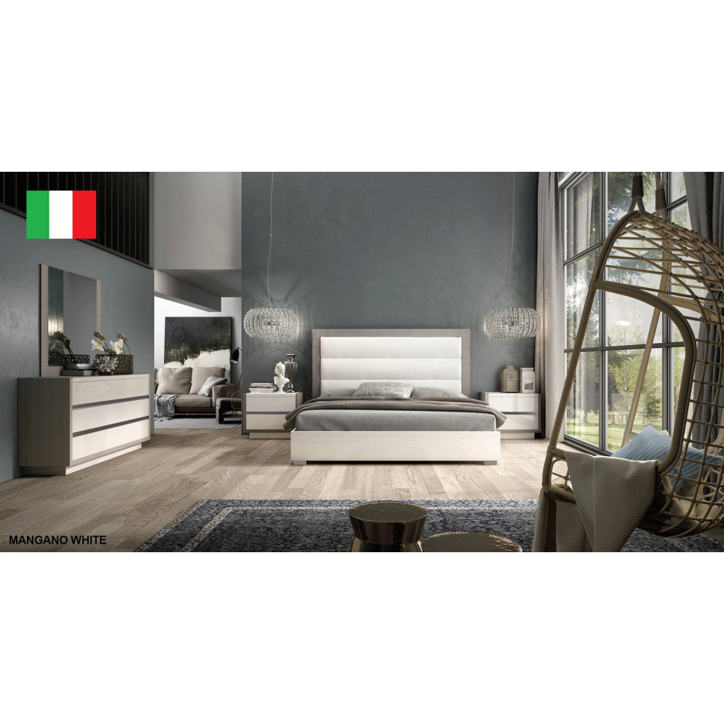 Mangano Bedroom Set - Italian Modern White Grey Queen/King Complete