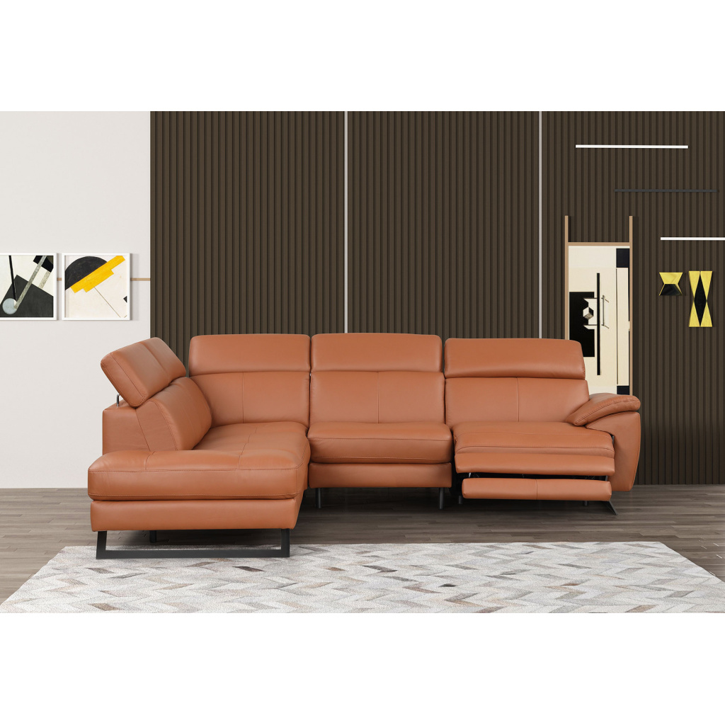 Nicoletti Gea Sectional Recliner - Italian Cognac Leather Modern