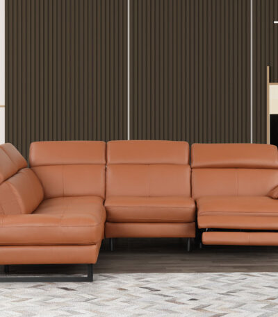 Nicoletti Gea Sectional Recliner - Italian Cognac Leather Modern